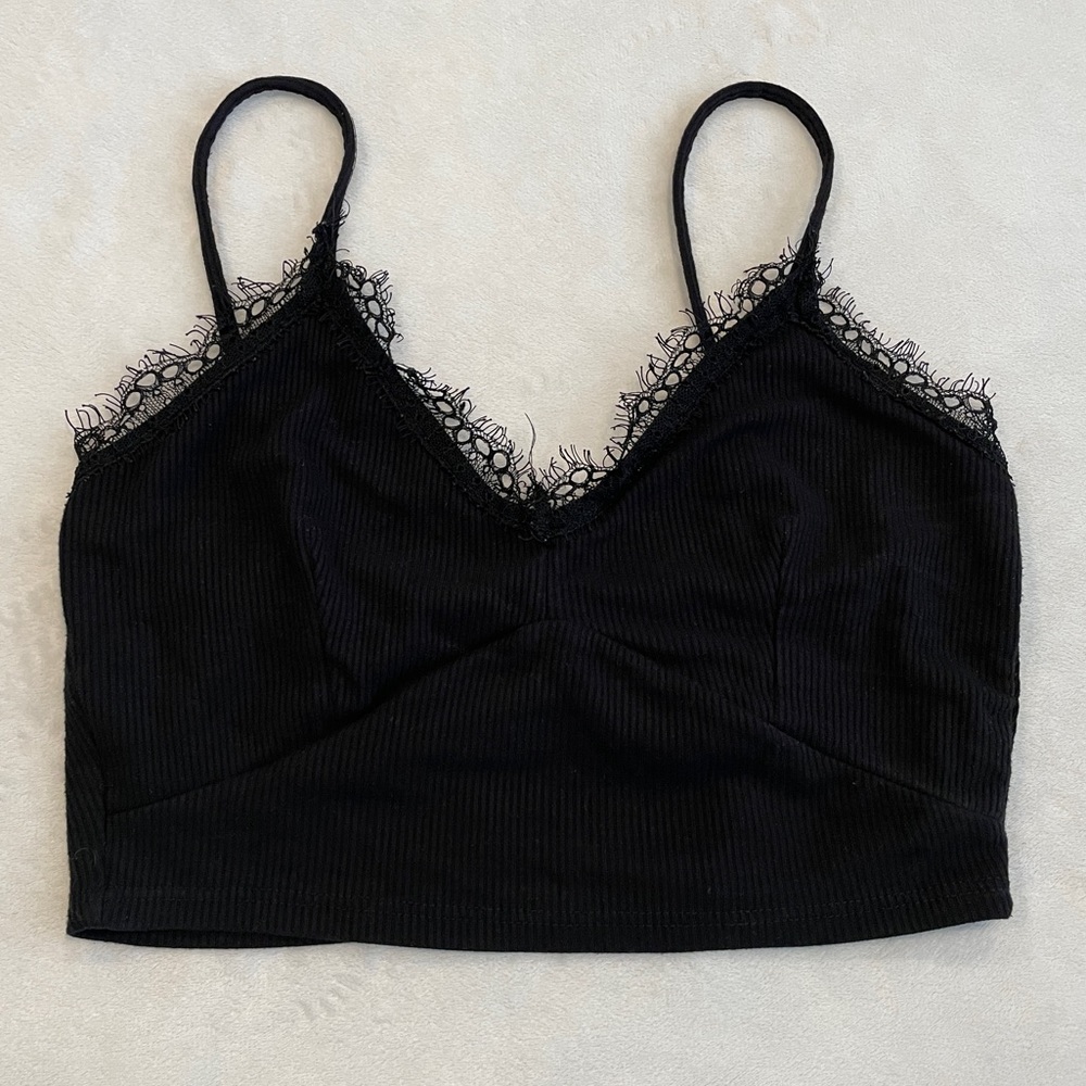 American Eagle Black Fringe Bralette